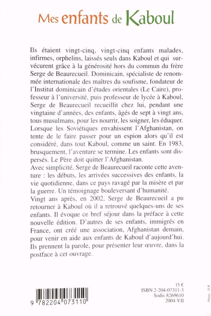Livre Mes enfants de Kaboul - Serge de Beaurecueil (Livre d'occasion) - ISBN 2204073113