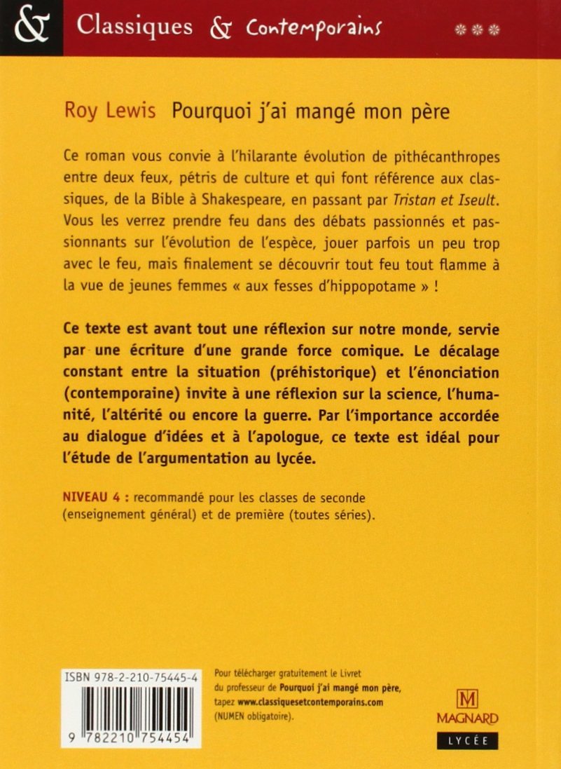 Livre Pourquoi j'ai mangé mon père (texte intégral) - Roy Lewis (Livre d'occasion)