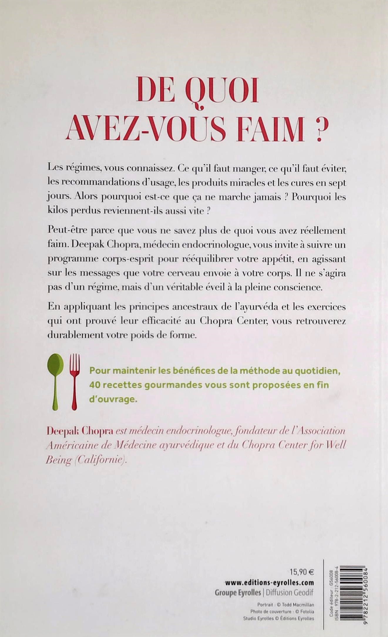 Livre La méthode chopra pour perdre du poids - Deepak Chopra (Livre d'occasion) - ISBN 2212560087