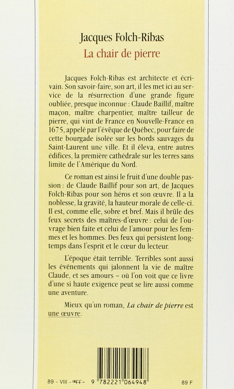 Livre La chair de pierre - Jacques Folch-Ribas (Livre d'occasion)