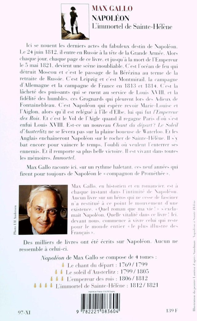 Livre L'immortel de Sainte-Hélène - Max Gallo (Livre d'occasion) - ISBN 2221083601