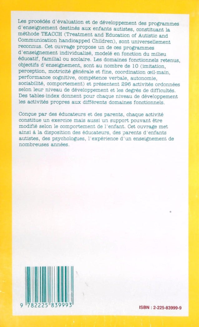 Livre Activités d'enseignement pour enfants autistes - E. Schopler (Livre d'occasion) - ISBN 2225...