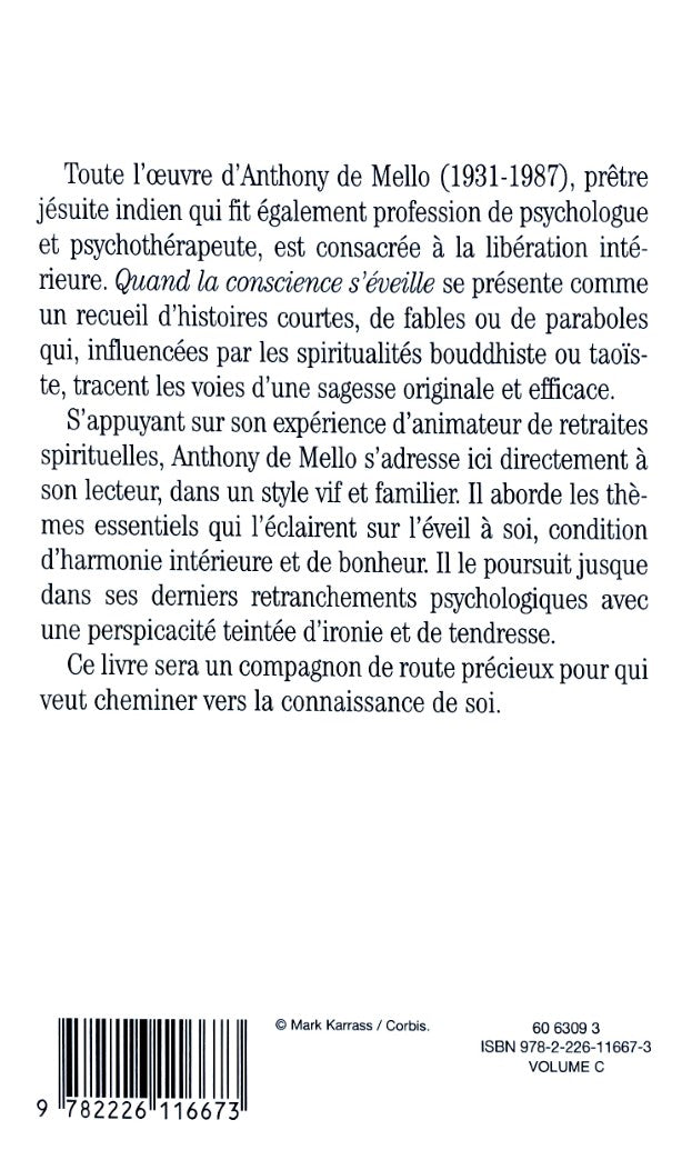 Livre Quand la conscience s'éveille - Anthony de Mello (Livre d'occasion) - ISBN 2226116672