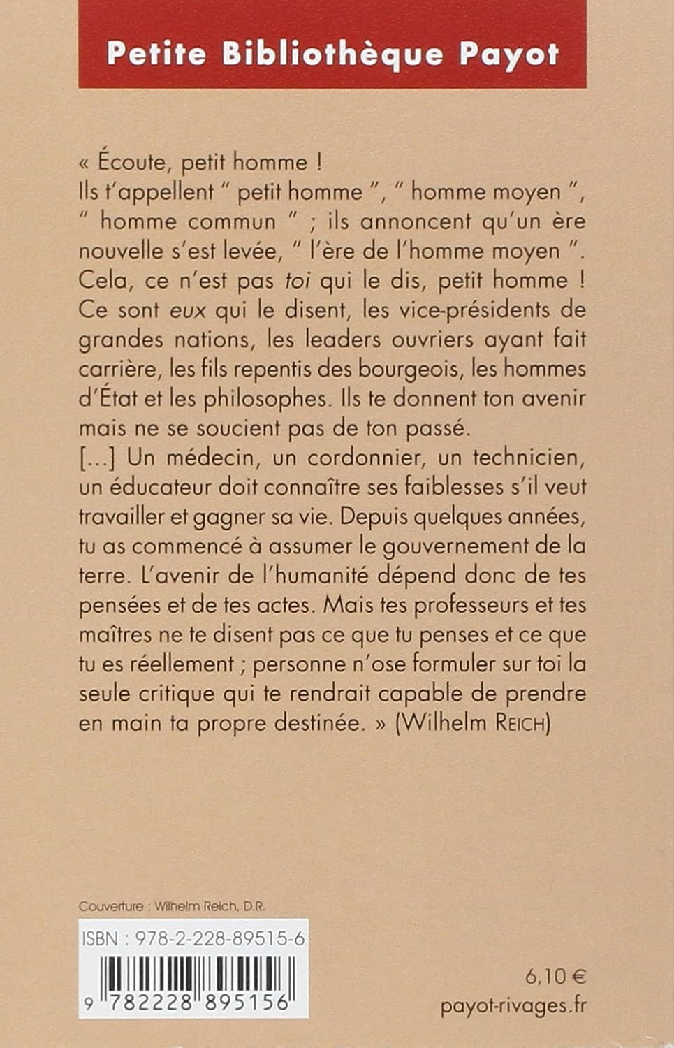 Livre Écoute, petit homme! - Wilhelm Reich (Livre d'occasion) - ISBN 2228895156