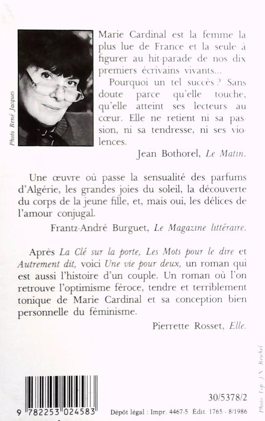 Livre Une vie pour deux - Marie Cardinal (Livre d'occasion) - ISBN 2253024589