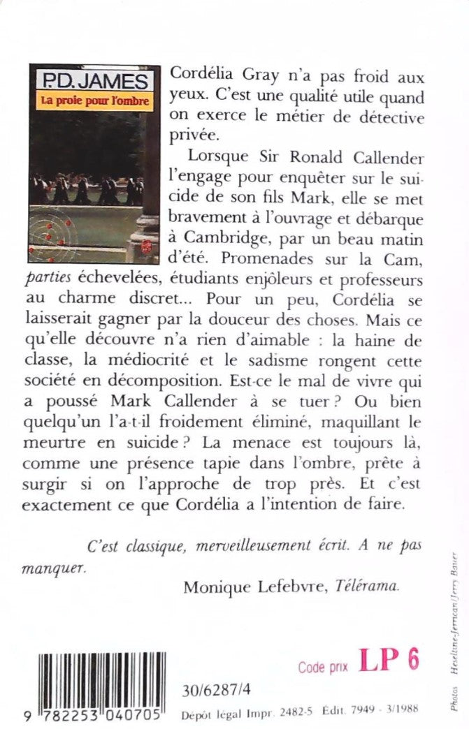 Livre La proie pour l'ombre (P.D. James) (Livre d'occasion) - ISBN 2253040703