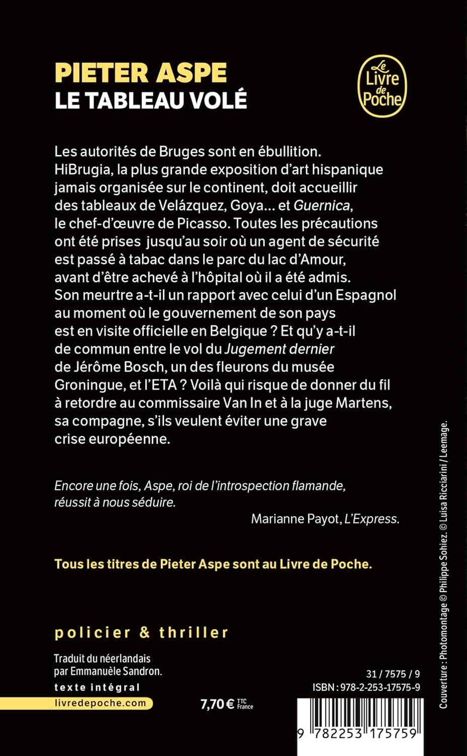 Livre Le tableau volé - Pieter Aspe (Livre d'occasion) - ISBN 2253175757