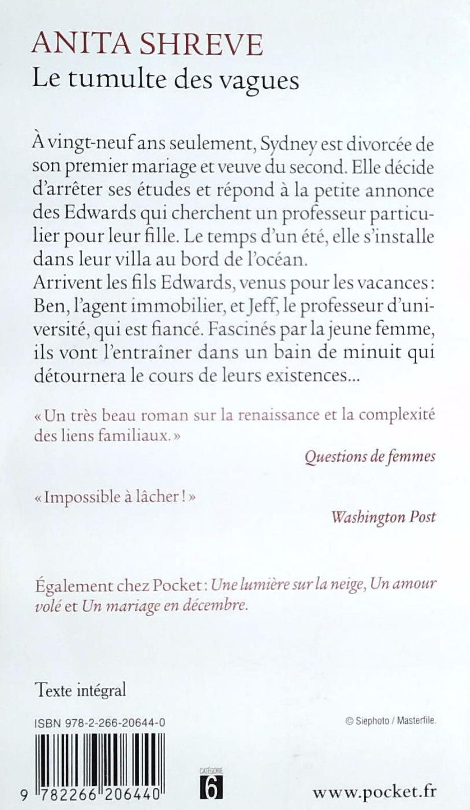 Livre Le tumulte des vagues - Anita Shreve (Livre d'occasion) - ISBN 2266206443
