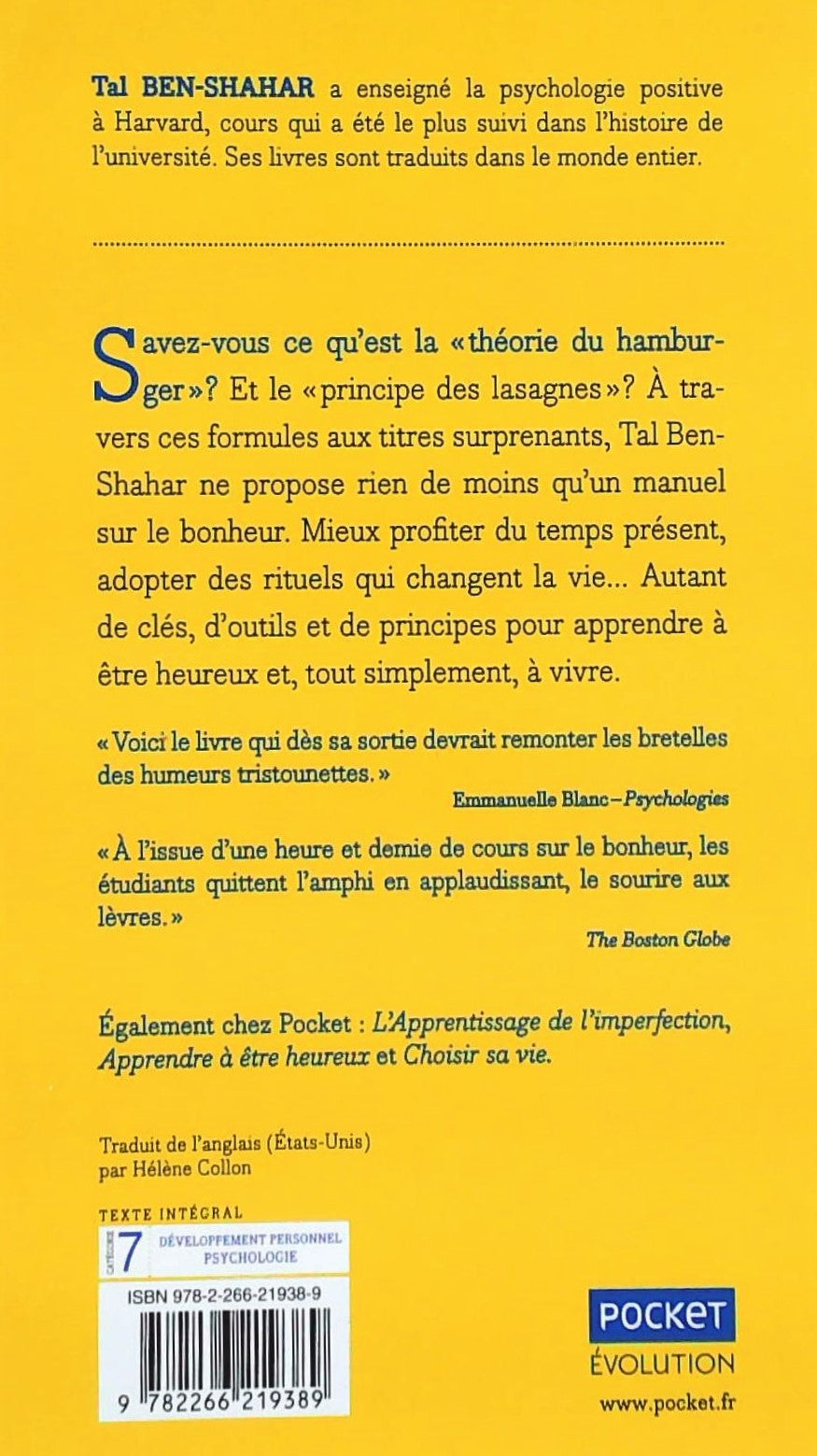 Livre L'apprentisage du bonheur - Tal Ben-Shahar (Livre d'occasion) - ISBN 2266219383