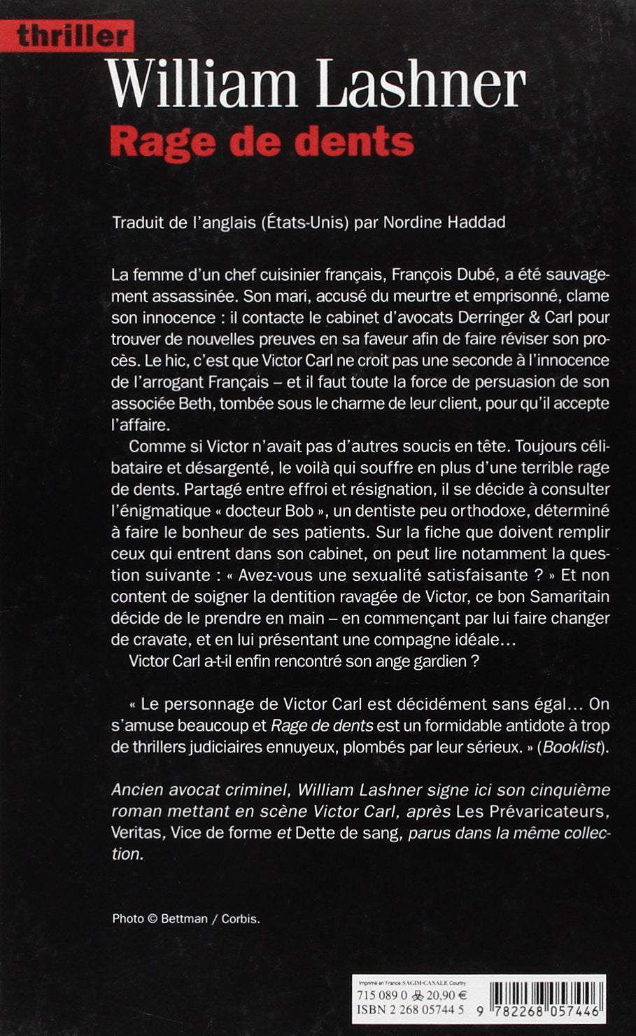 Livre Rage de dents - William Lashner (Livre d'occasion) - ISBN 2268057445