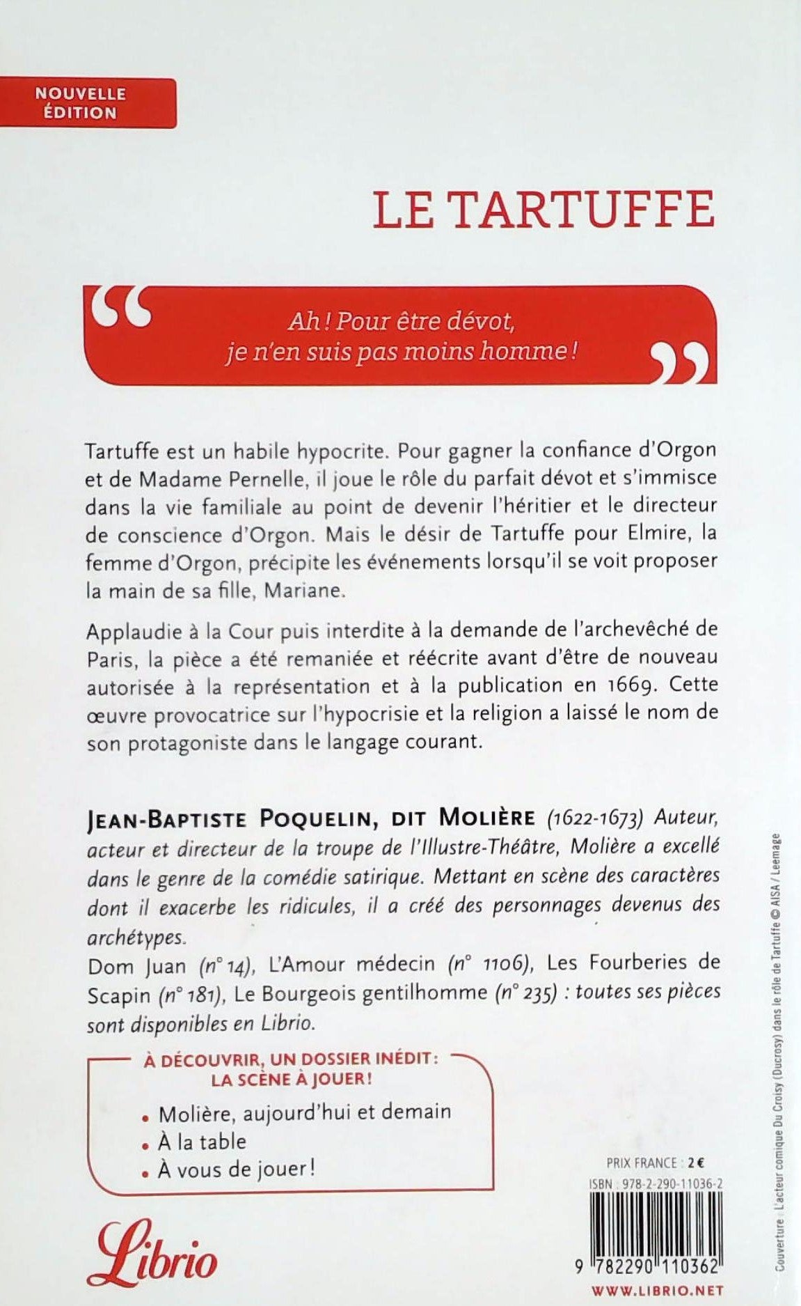 Livre Le tartuffe ou l'imposteur - Molière (Livre d'occasion)