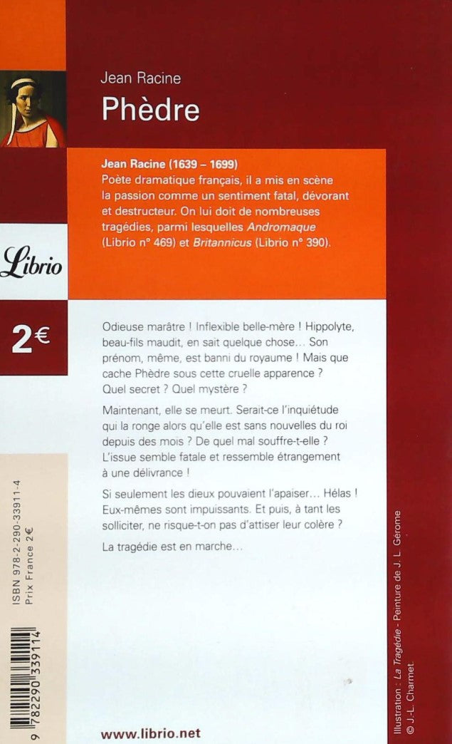 Livre Phèdre - Jean Racine (Livre d'occasion) - ISBN 2290339113