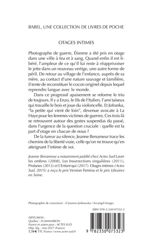 Livre Otages intimes - Jeanne Benameur (Livre d'occasion)