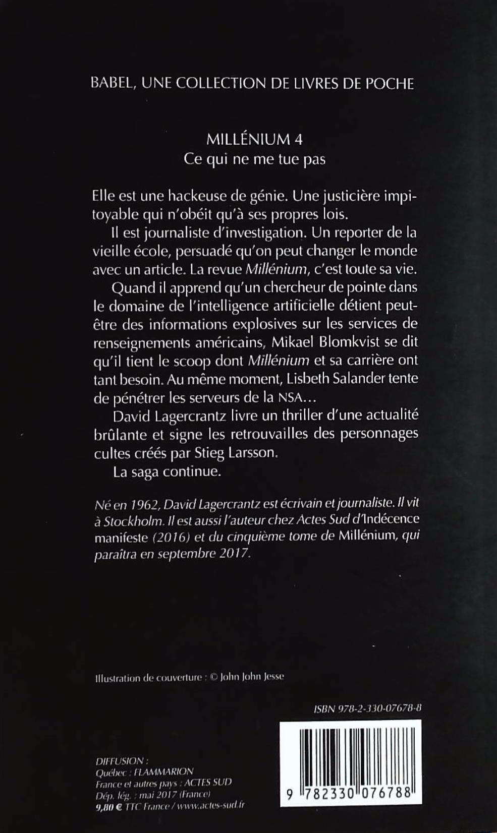 Livre Millénium # 4 : Ce qui ne me tue pas (David Lagercrantz) (Livre d'occasion) - ISBN 2330076789