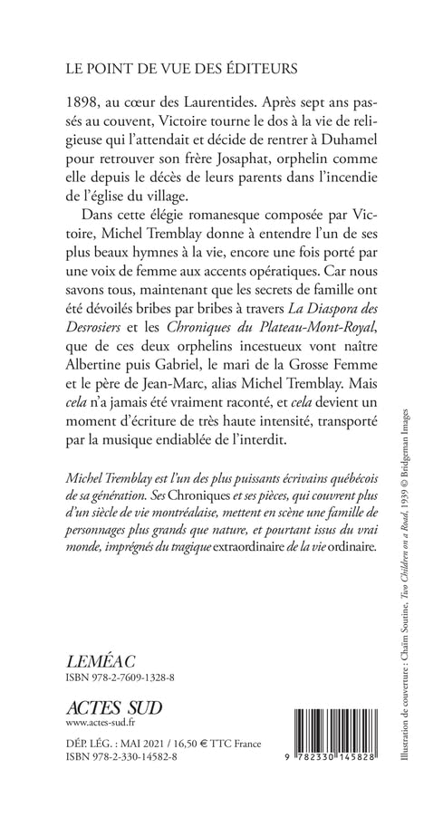 Livre Victoire! - Michel Tremblay (Livre neuf) - ISBN 2330145829