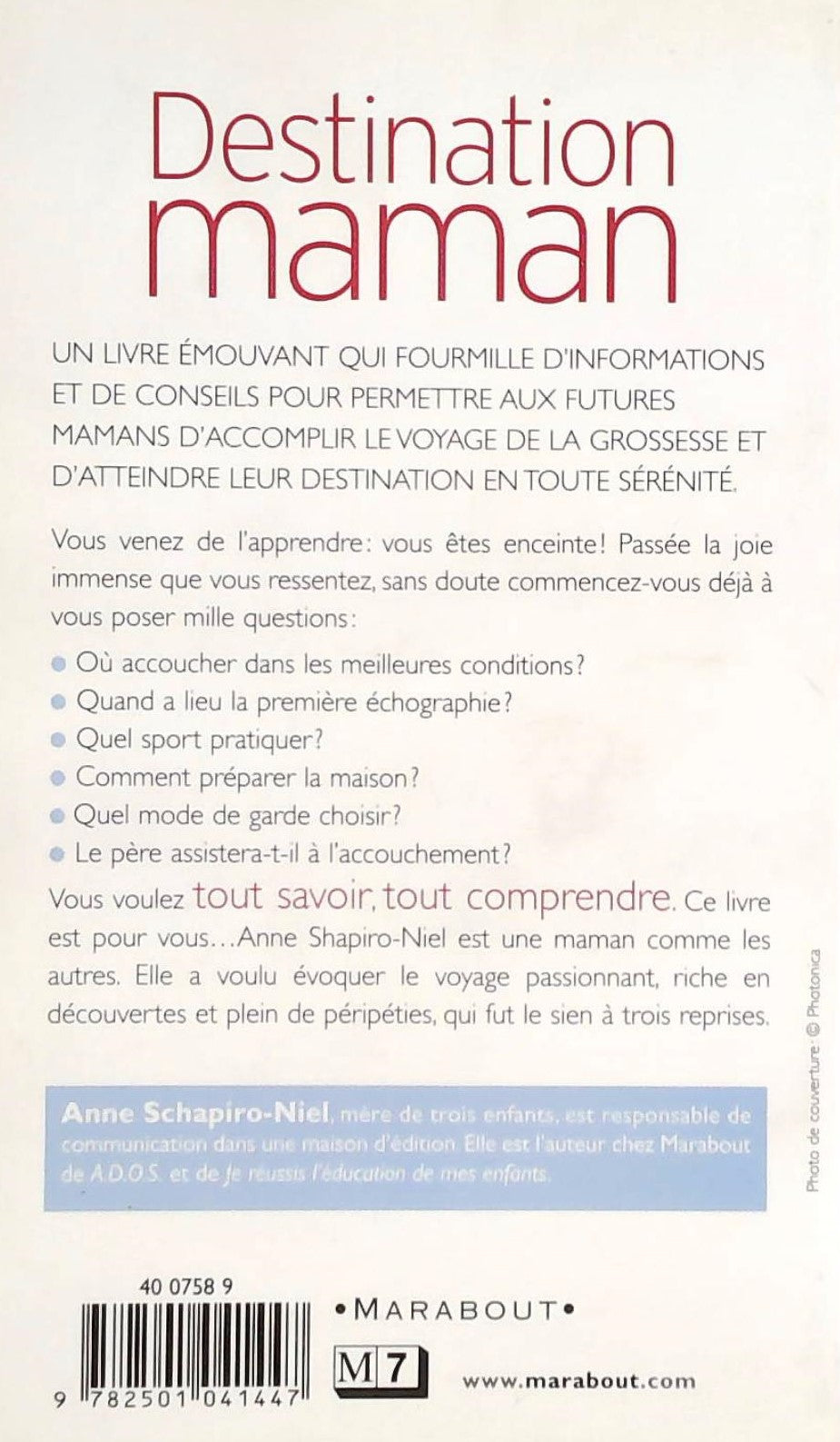 Livre Destination maman - Anne Shapiro-Niel (Livre d'occasion) - ISBN 2501041445