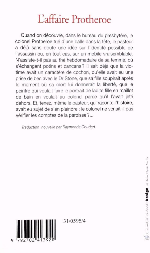 Livre L'affaire Prothéro - Agatha Christie (Livre d'occasion) - ISBN 2702413927