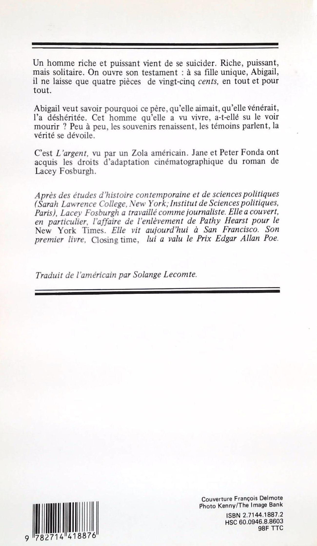 Livre Une famille de tradition - Lacey Fosburgh (Livre d'occasion) - ISBN 2714418872
