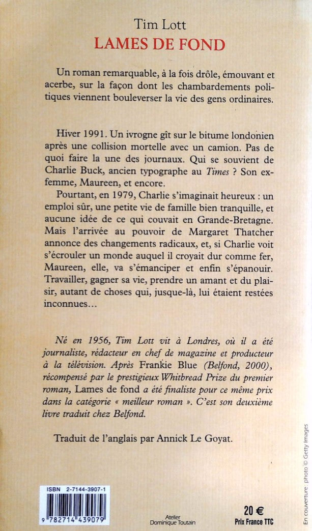 Livre Lames de fond - Tim Lott (Livre d'occasion) - ISBN 2714439071