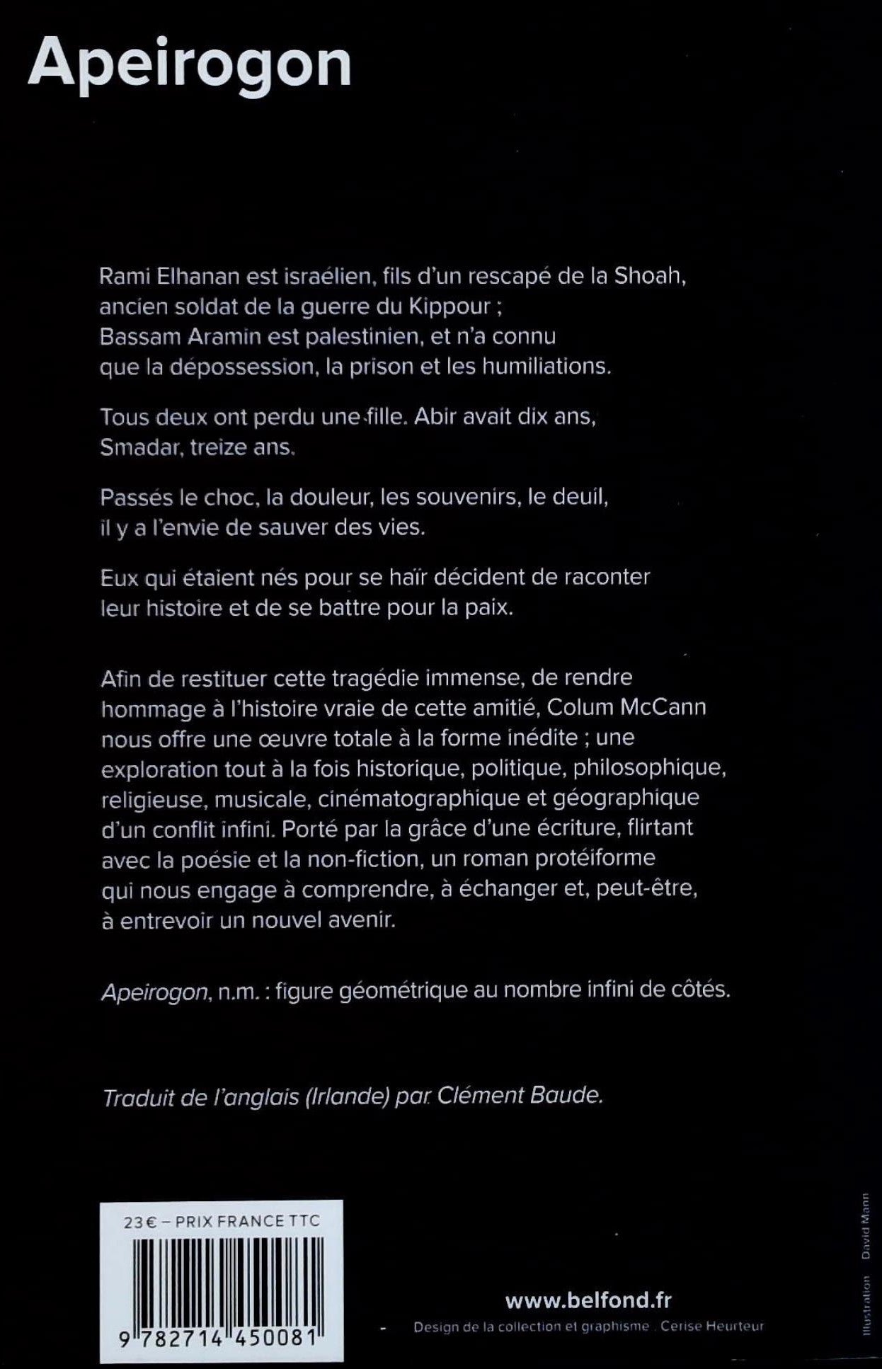 Livre Apeirogon - Colum McCann (Livre d'occasion) - ISBN 2714450083