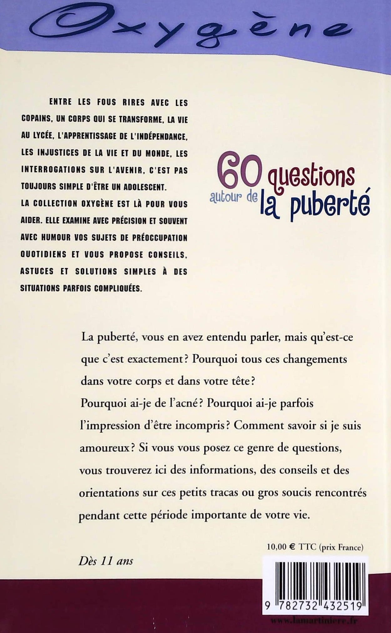 Livre 60 questions autour de la puberté - Brigitte Bègue (Livre d'occasion) - ISBN 2732432512
