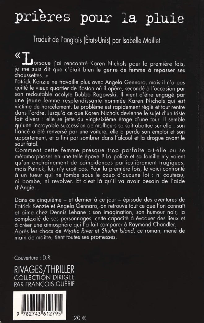 Livre Prières pour la pluie - Dennis Lehane (Livre d'occasion) - ISBN 2743612797