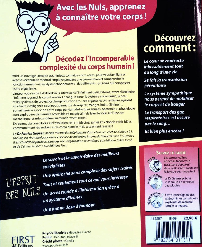 Livre Le corps humain pour les nuls - Dr Patrick Gepner (Livre d'occasion)