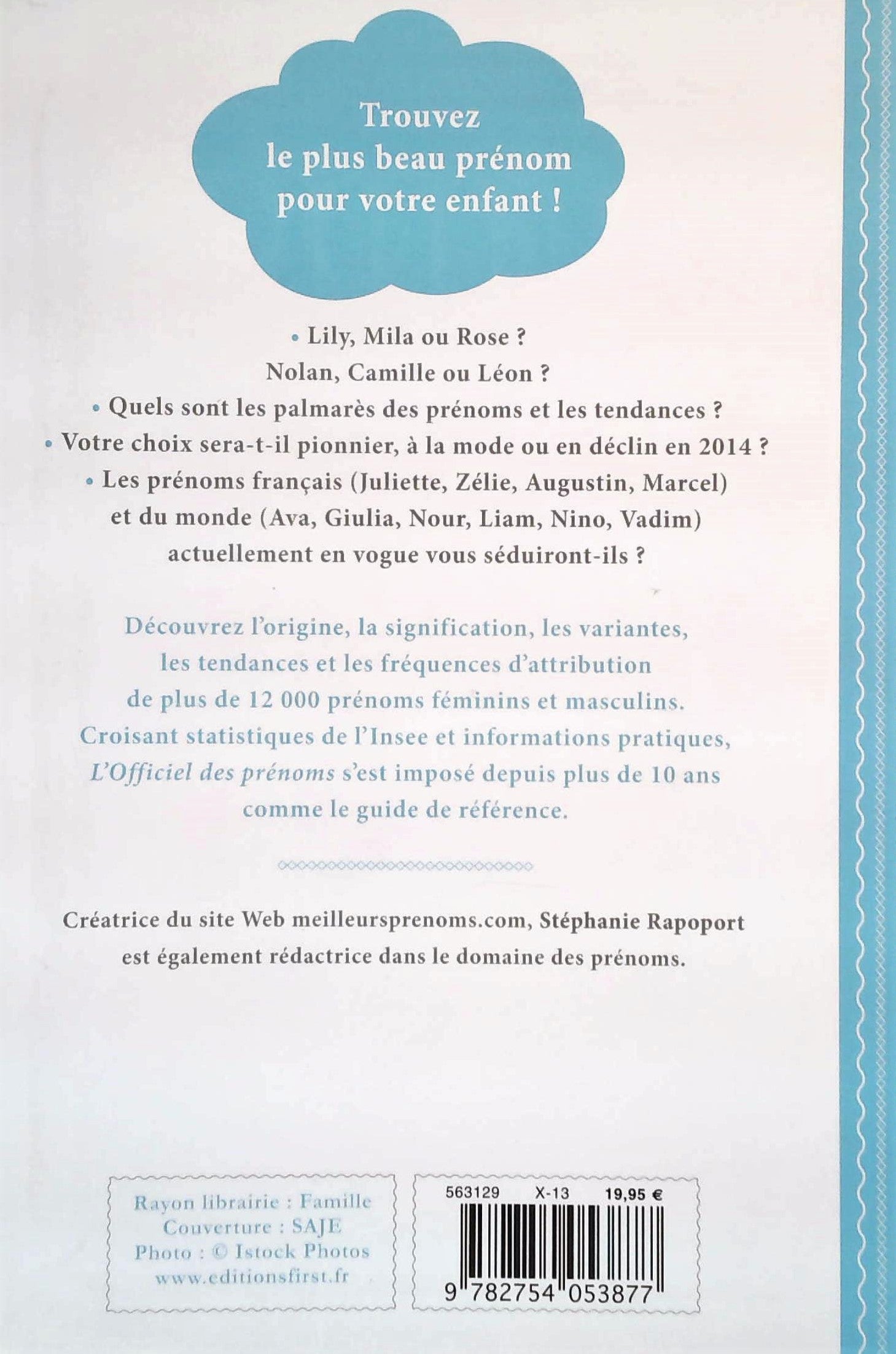 Livre L'officiel des prénoms 2014 - Stéphanie Rapoport (Livre d'occasion) - ISBN 2754053875