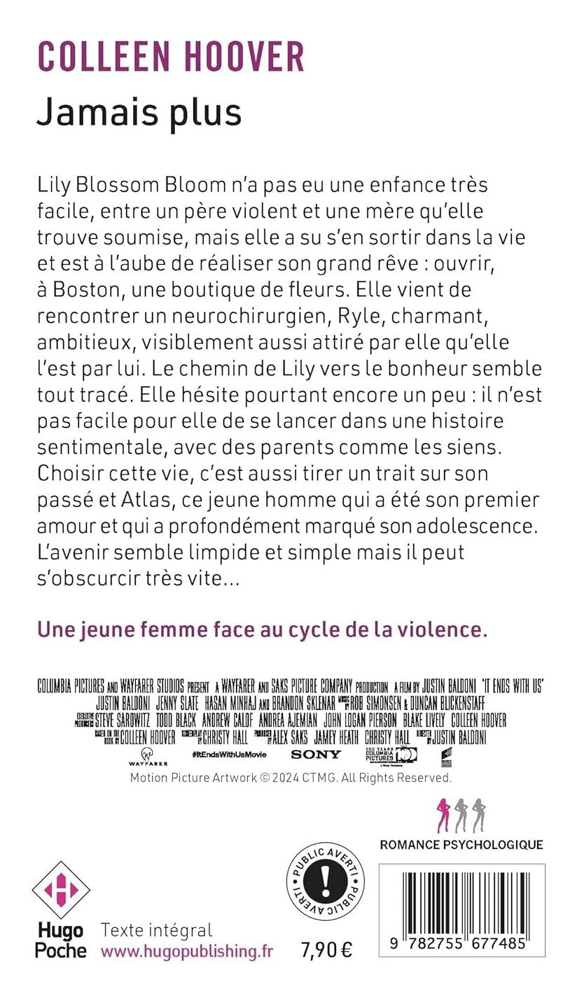 Livre Plus Jamais - It ends with us - Colleen Hoover (Livre neuf)