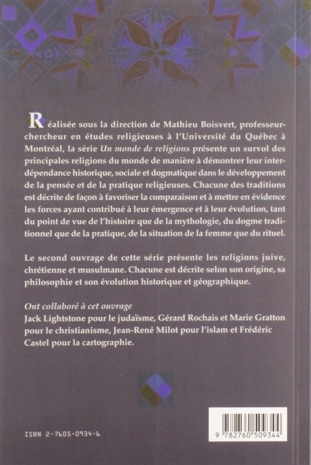 Livre Les traditions juive, chrétienne et musulmane - Mathieu Boisvert (Livre neuf) - ISBN 276050...