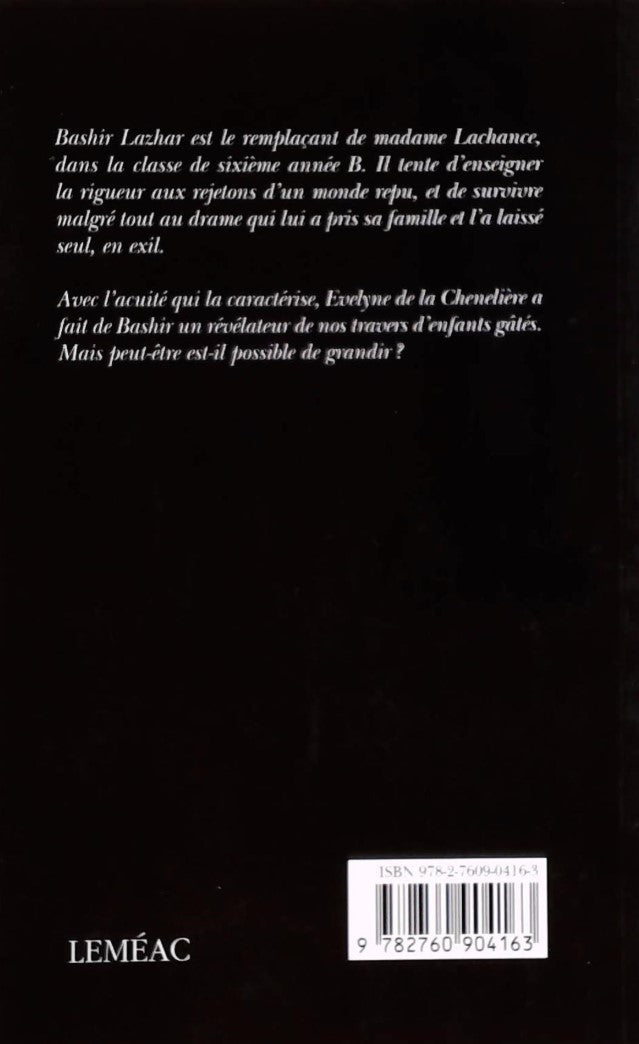 Livre Bashir Lazhar - Evelyne de La Chenelière (Livre d'occasion) - ISBN 2760904164
