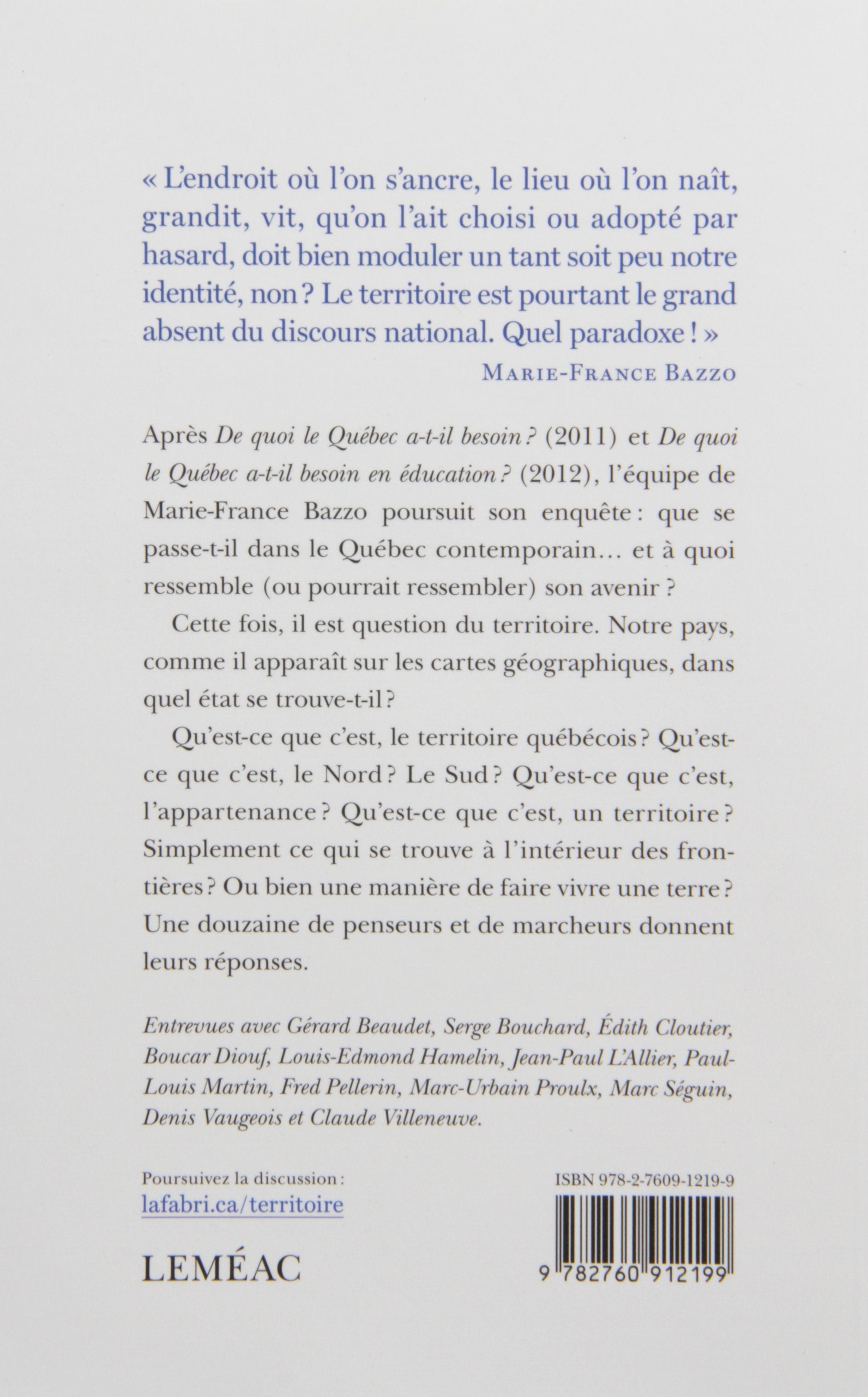 Livre De quoi le territoire du Québec a-t-il besoin? - Collectif (Livre d'occasion) - ISBN 276091...