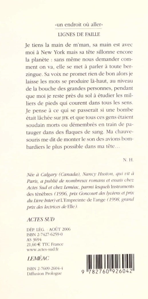 Livre Lignes de faille (Nancy Huston) (Livre d'occasion) - ISBN 2760926044