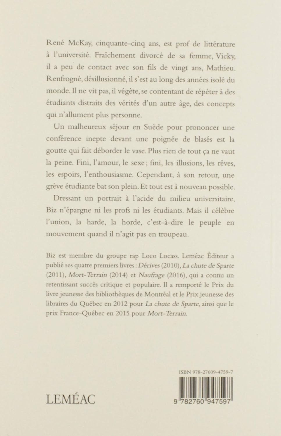 Livre La chaleur des mammifères - Biz (Livre d'occasion) - ISBN 2760947599