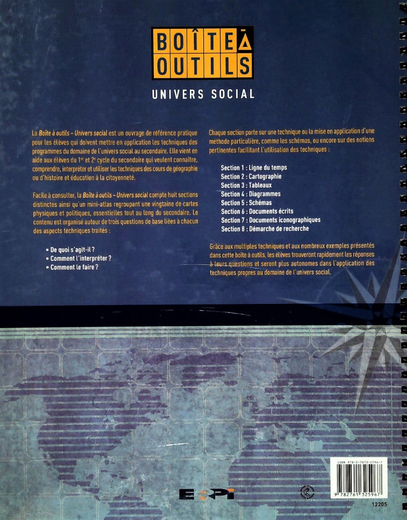 Livre Boîte à outil, Univers social - 1er et 2e cycle du secondaire - Collectif (Livre d'occasion...
