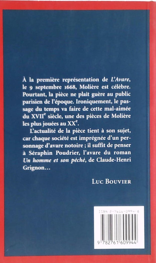 Livre Parcours d'une œuvre : L'avare (Molière) (Livre neuf) - ISBN 2761609948