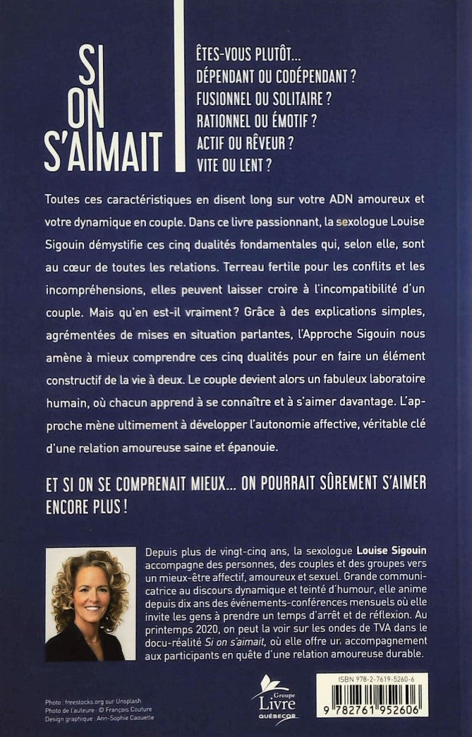 Livre Si on s'aimait - Louise Sigouin (Livre d'occasion) - ISBN 276195260X