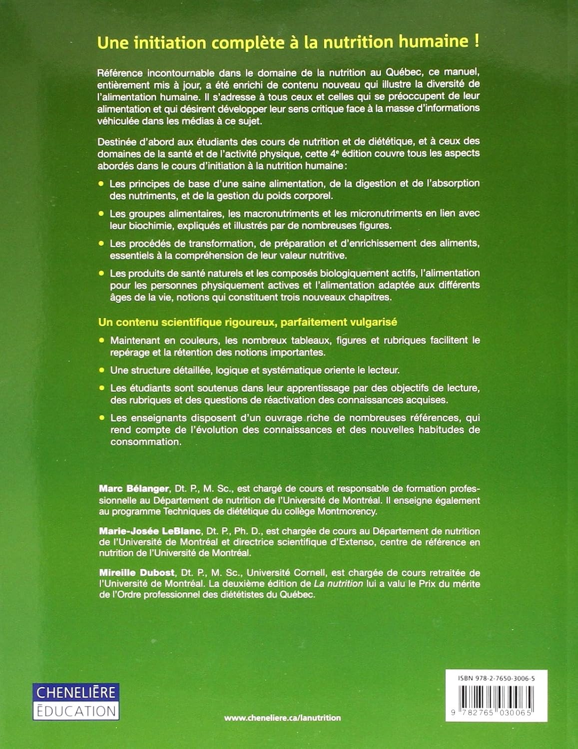 Livre La nutrition (4e édition) - Mireille Dubost (Livre d'occasion) - ISBN 2765030065