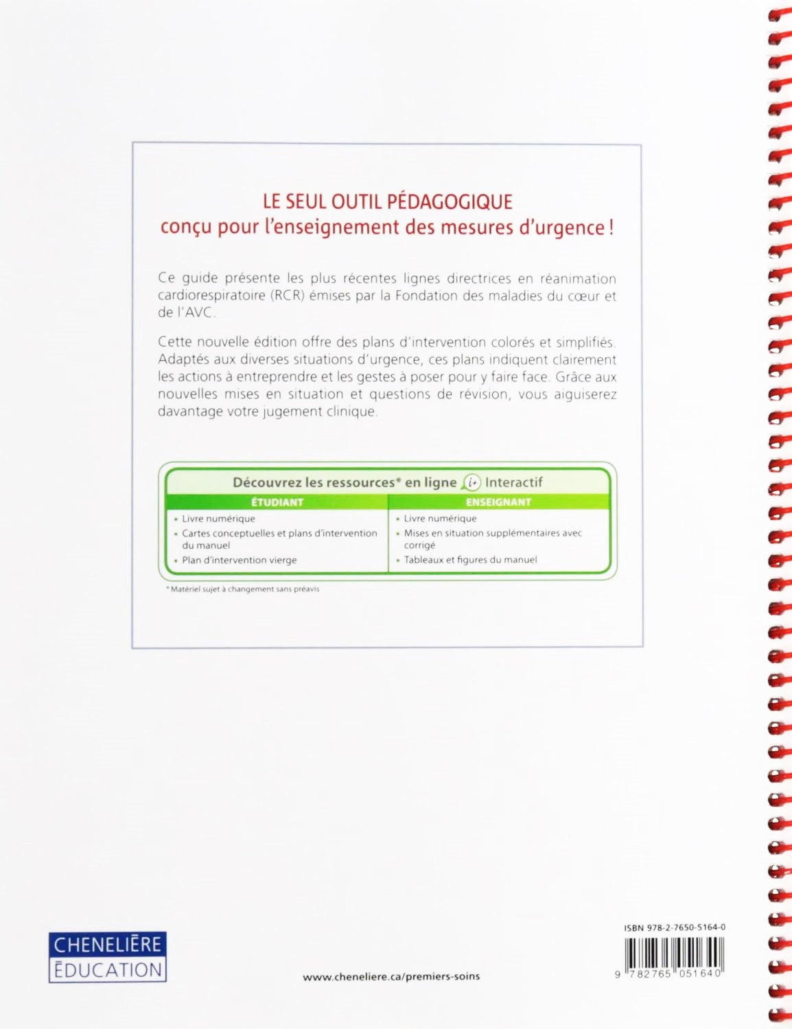 Livre Les premiers soins, intervention en situation d'urgence, 6e édition (Collectif) (Livre...