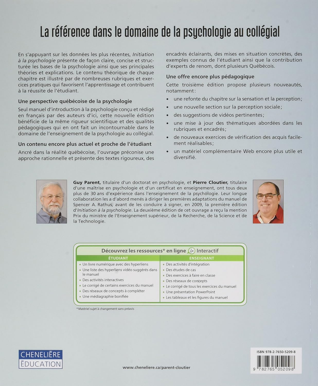 Livre Initiation à la psychologie (3e édition) - Guy Parent (Livre neuf)