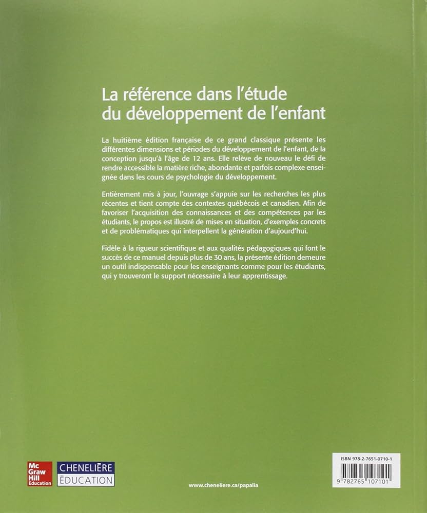 Livre Psychologie du développement de l'enfant - Diane E. Papalia (Livre d'occasion) - ISBN 27651...