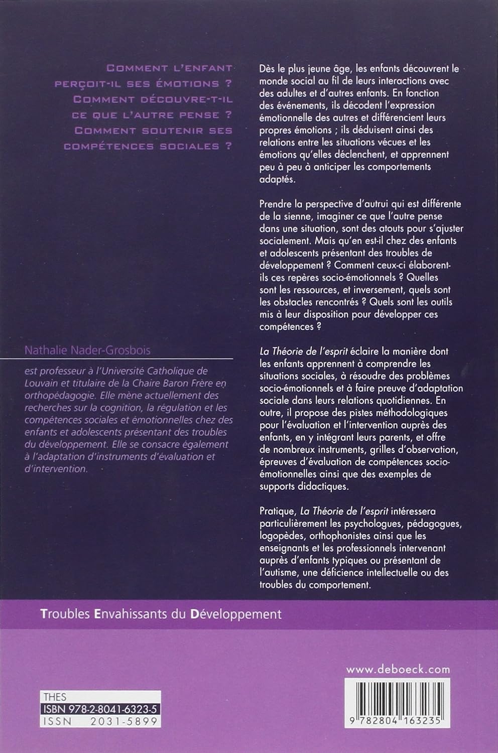 Livre La théorie de l'esprit: Entre cognition, émotion et adaptation sociale - Collectif (Livre d...