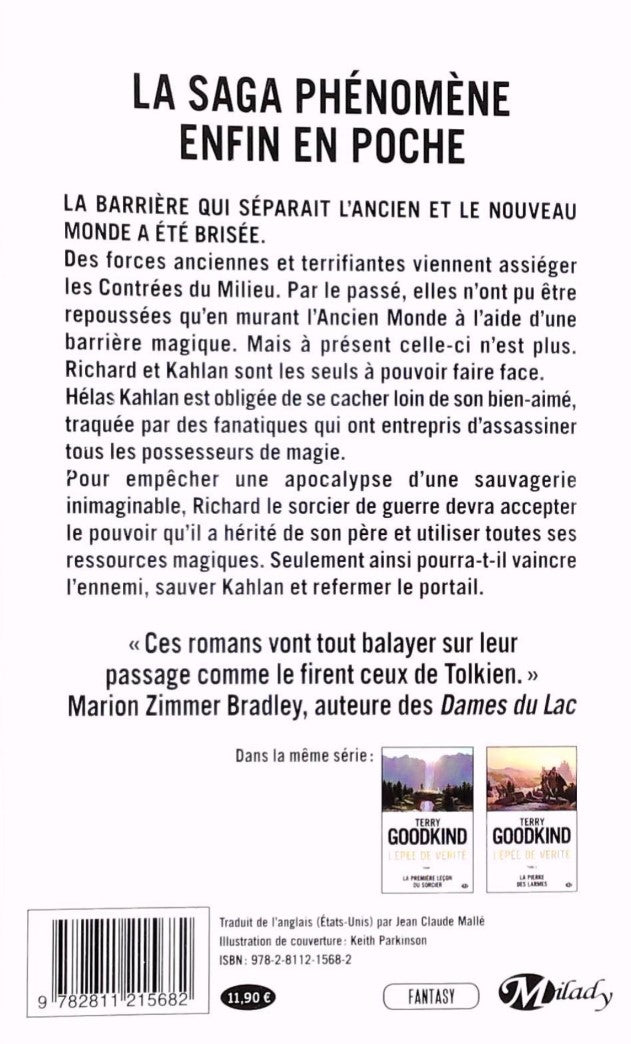 Livre La Sang de la Déchirure - Terry Goodkind (Livre d'occasion) - ISBN 2811215689