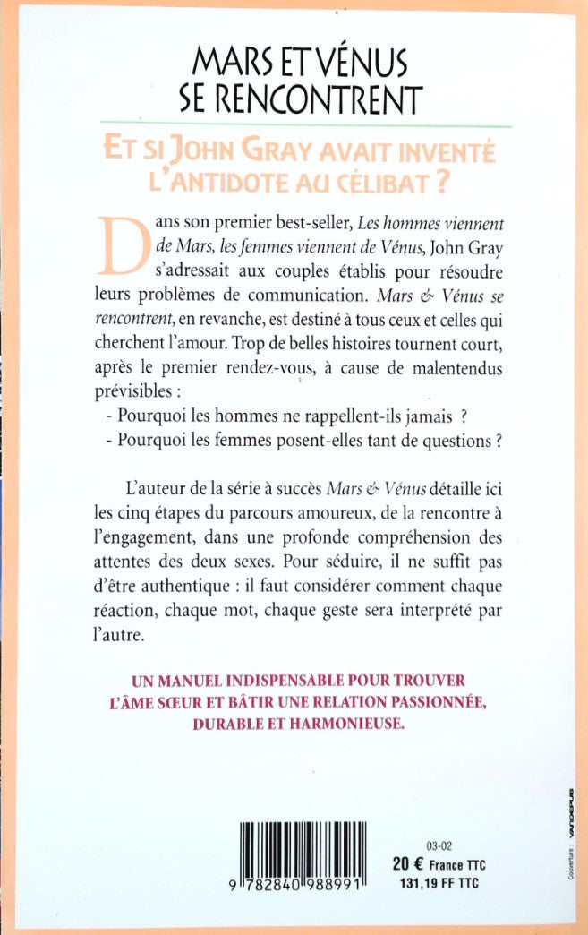 Livre Mars & Venus se rencontrent - John Gray (Livre d'occasion) - ISBN 2840988992