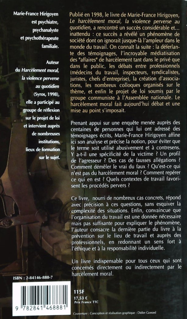 Livre Malaise dans le travail : Harcèlement moral, démêler le vrai du faux (Marie-France...