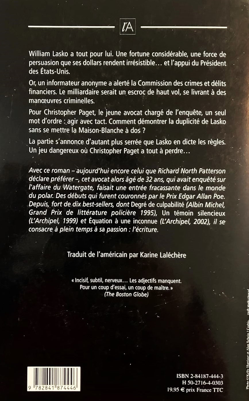 Livre La loi de Lasko - Richard North Patterson (Livre d'occasion) - ISBN 2841874443