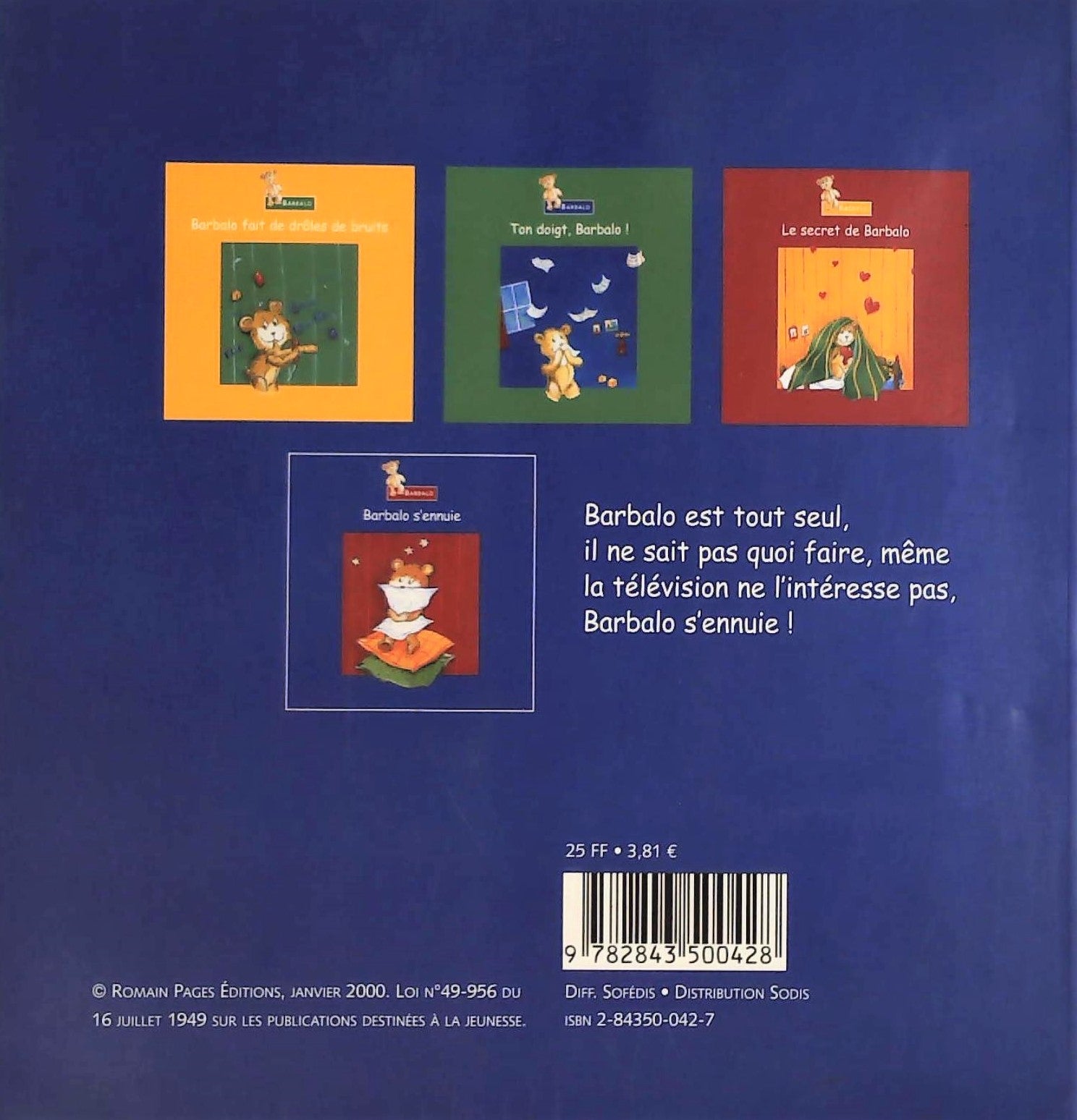 Livre Barbalo s'ennuie - Jean-René Jahény (Livre d'occasion) - ISBN 2843500427