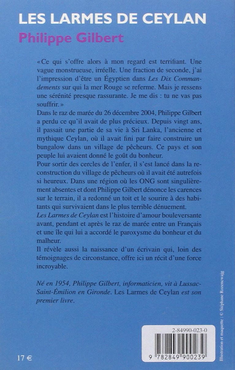 Livre Les larmes de Ceylan - Philippe Gilbert (Livre d'occasion) - ISBN 2849900230