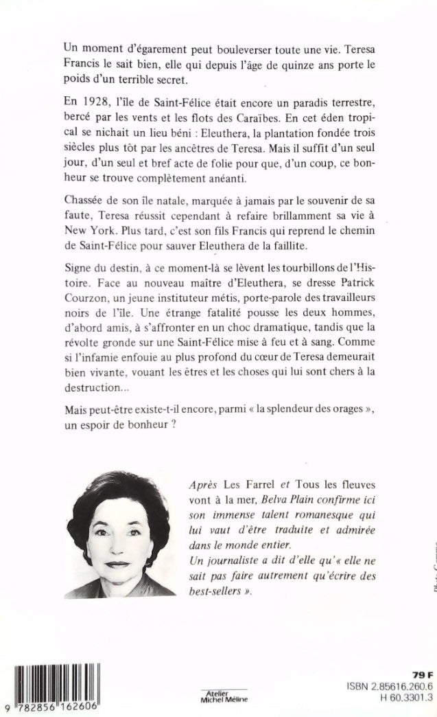 Livre La splendeur des orages - Belva Plain (Livre d'occasion) - ISBN 2856162606