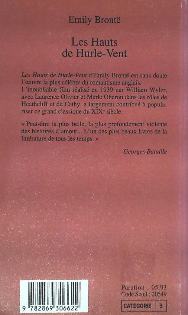 Livre Les hauts de Hurle-Vent - Émilie Brontë (Livre d'occasion) - ISBN 2869306628